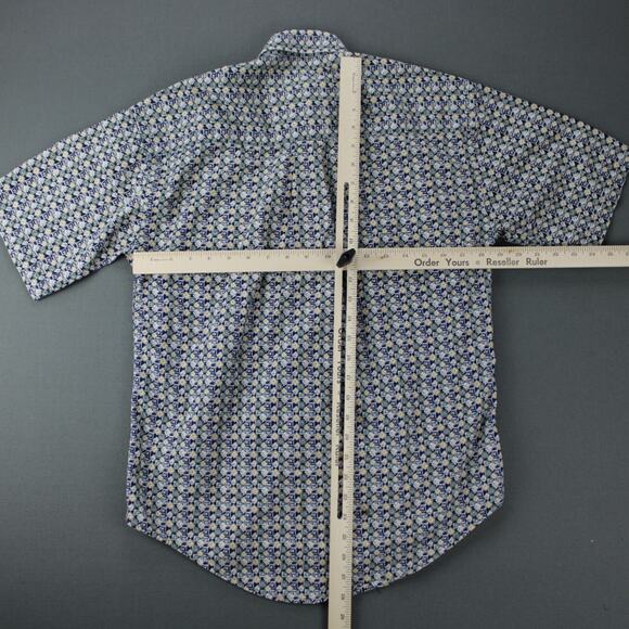 Vtg Perry Ellis Supreme Shirt Men Small Multicolor Geometric Argyle Short Sleeve - Picture 4 of 6